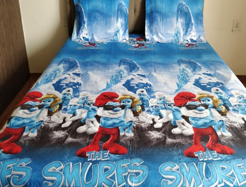 nimbus collections 250 TC Cotton Double Cartoon Bedsheet(Pack of 1, Blue)