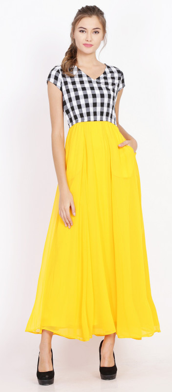 shaper Women A-line White, Black, Orange Dress