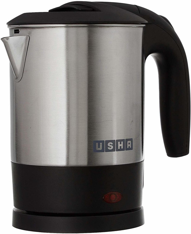 Usha 3710,1350W Electric Kettle(1 L, silver with black)