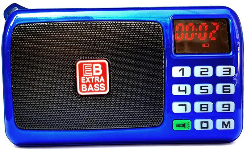 CRETO SM-53 FM Radio USB Player With LED Torch Support SD Card & AUX FM Radio(Blue)