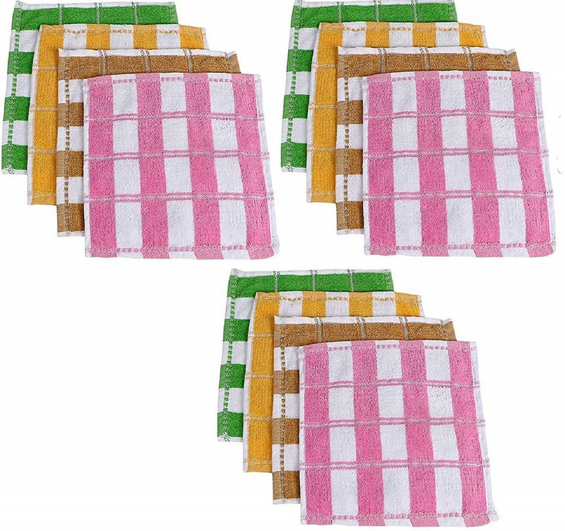 tenco Women Handkerchiefs Cotton Soft Face Towel Multi Colored Handkerchief(Pack of 12)