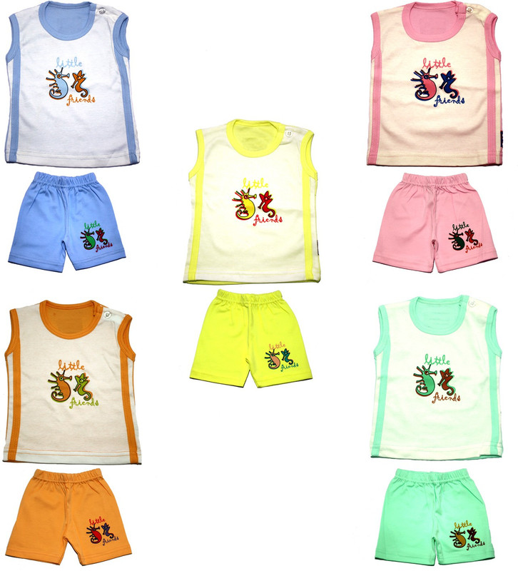 baby cute kitty Baby Boys & Baby Girls Casual T-shirt Shorts(Multicolor)