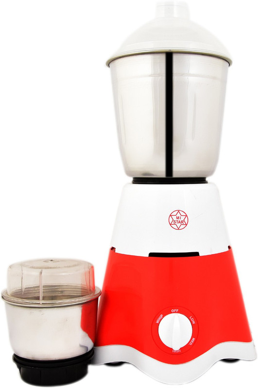 MI STAR mixer grinder juicer mini star 450 Mixer Grinder(white and red, 2 Jars)