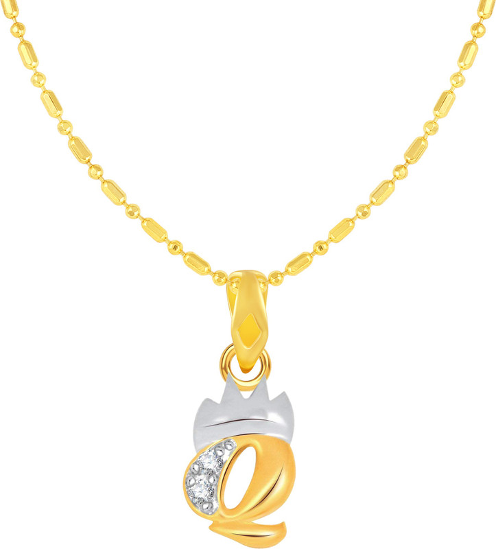 netra jewels Letter P For Pen Gold-plated Cubic Zirconia Alloy Pendant