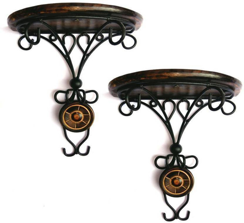 sky art Wooden, Iron Wall Shelf(Number of Shelves - 2, Multicolor)