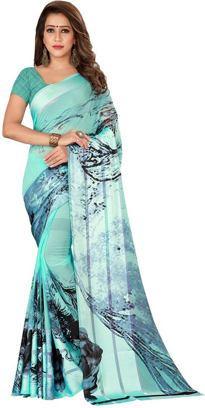 rukhad enterprise Self Design Fashion Crepe Saree(Light Blue)