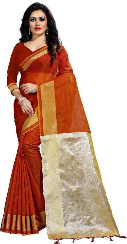 sarvagny clothing Woven Maheshwari Art Silk Saree(Red)