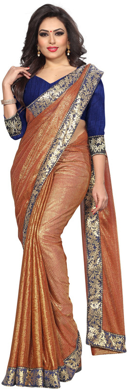 sarvagny clothing Self Design, Checkered Fashion Cotton Blend, Polycotton Saree(Orange)