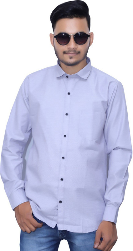 arman Men Self Design Casual Blue Shirt
