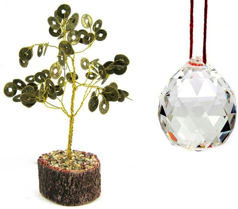 vyne Fengshui Lucky Coins Money Tree Decorative Showpiece  -  5 cm(Wood, Multicolor)