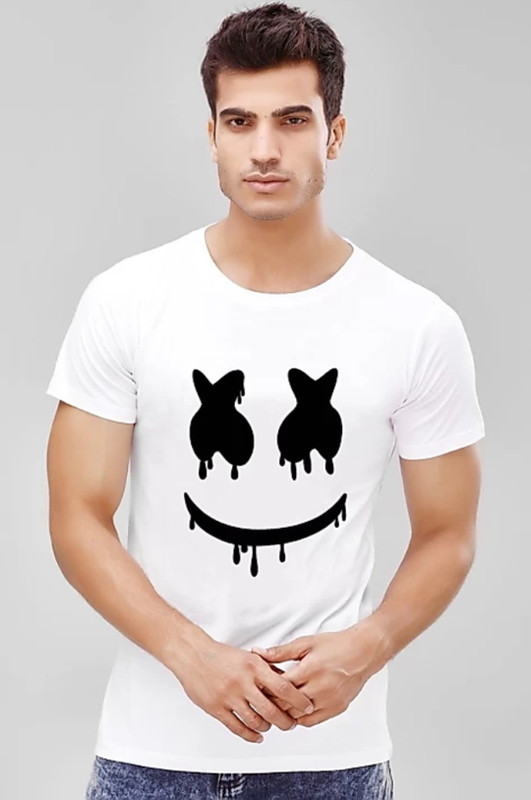 uziva Printed Men Round Neck White T-Shirt