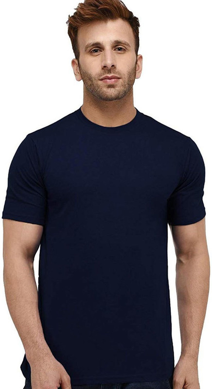 vogue tantra Solid Men Round Neck Blue T-Shirt