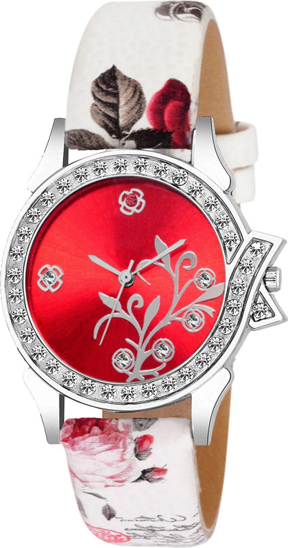 leapred looking rice seining red Party Wedding Designer Italian Leather Strap Watch For Women Analog Watch  - For Girls