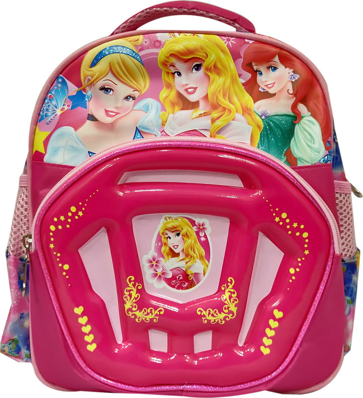 Felcon Disney Princess Pink 3d Print Waterproof School Bag Pink