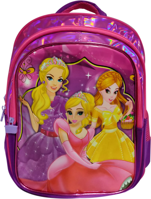 felcon Baga 3D Print Princess ViBrant Colours School Bag Waterproof School Bag(Multicolor, Purple, 33 L)