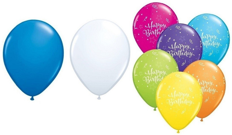 easypartystore Solid Blue & White Balloons for Boys Birthday Decoration, Happy Birthday Printed Balloon(Blue, White, Pack of 46)