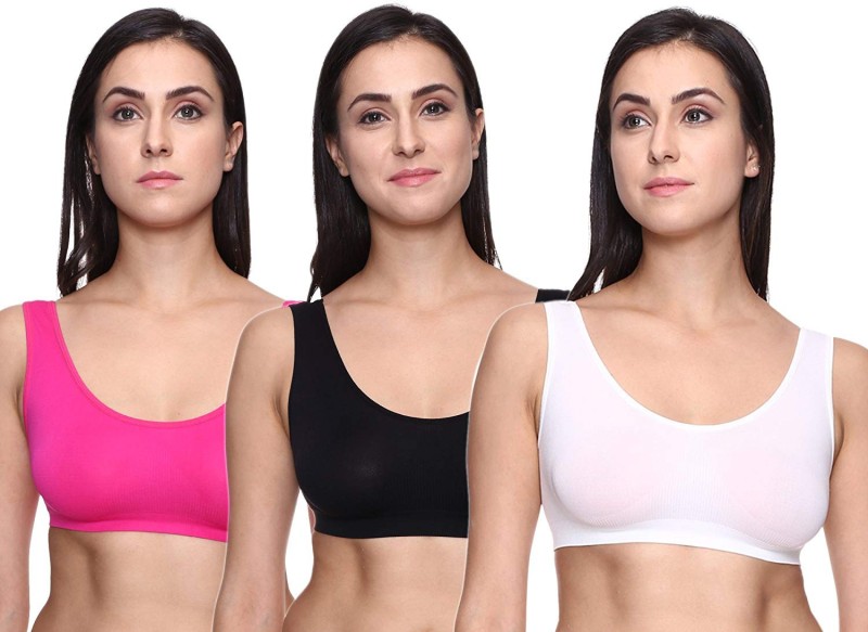 Buy Women Sports Non Padded Bra (Multicolor) Pack of 3 Online In