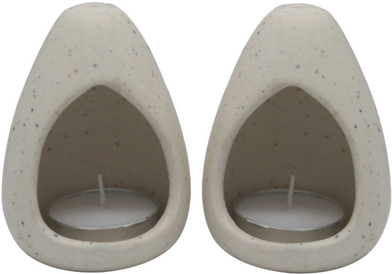 artlik handicrafts Ceramic 4 - Cup Tealight Holder Set(White, Pack of 1)