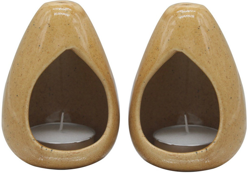 artlik handicrafts Ceramic 4 - Cup Tealight Holder Set(Brown, Pack of 1)