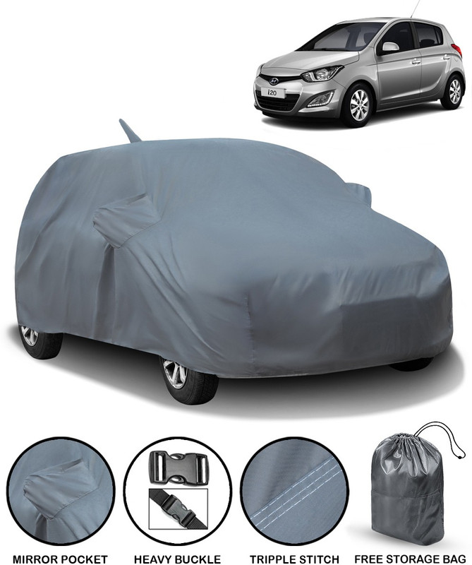 carzex Car Cover For Hyundai i20 (With Mirror Pockets)(Grey, For 2018, 2017, 2019 Models)