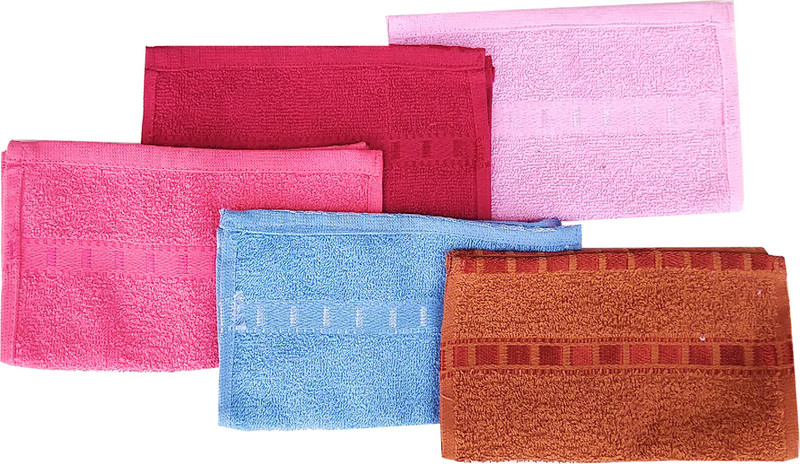 saana Luxury Cotton Face Towels Plain Multicolor 12 towel set Handkerchief(Pack of 12)