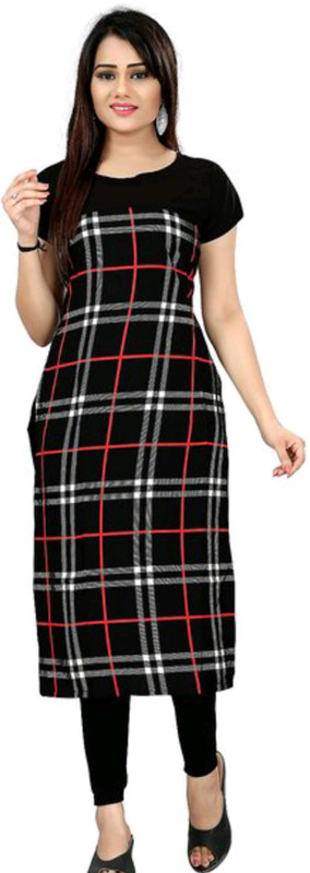 serving princess Casual Printed Women Kurti(Black)