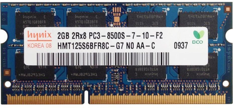 Hynix DDR3 1066Mhz ,1.5V DDR3 2 GB (Dual Channel) Mac, Laptop (HMT125S6BFR8C-G7 PC3 8500S)