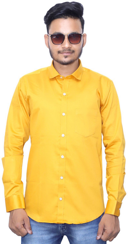 arman Men Solid Casual Yellow Shirt