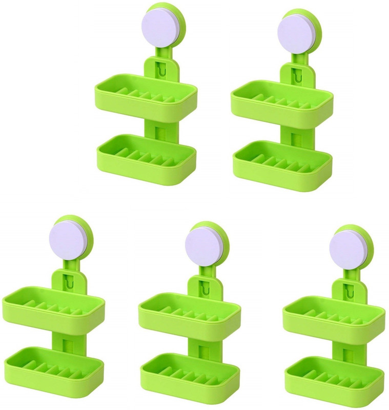 gopinath enterprise Double Layer Wall Attachable Soap Holder With Suction Cup - Green -(Green)