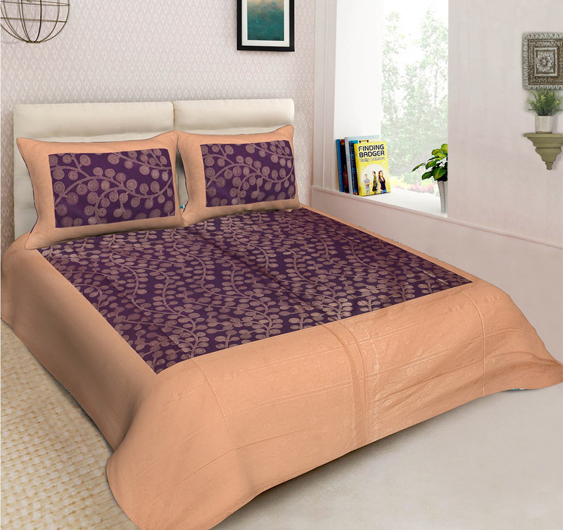 pittra4ever 400 TC Cotton Double Floral Bedsheet(Pack of 1, Purple)