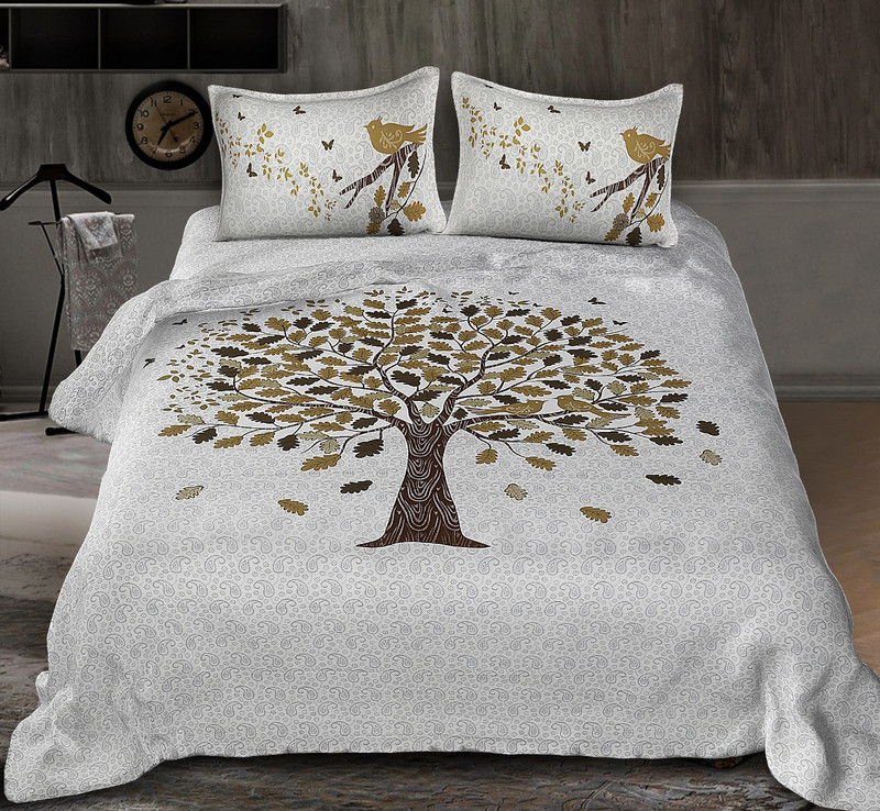 sapphirelanes 180 TC Cotton Double Floral Bedsheet(Pack of 1, Multicolor, White Base, Brown)