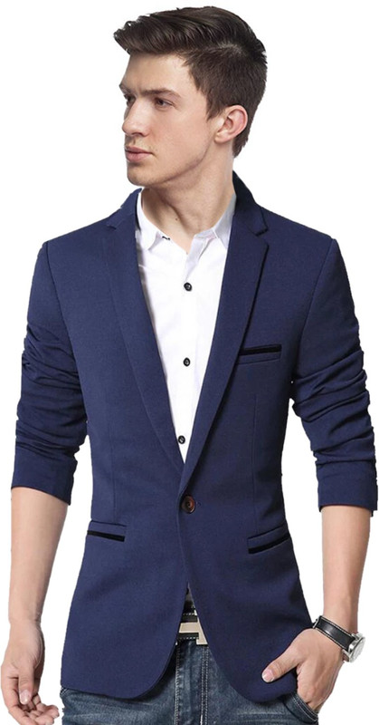 the club Solid Single Breasted Festive, Party, Wedding Men Blazer(Blue)