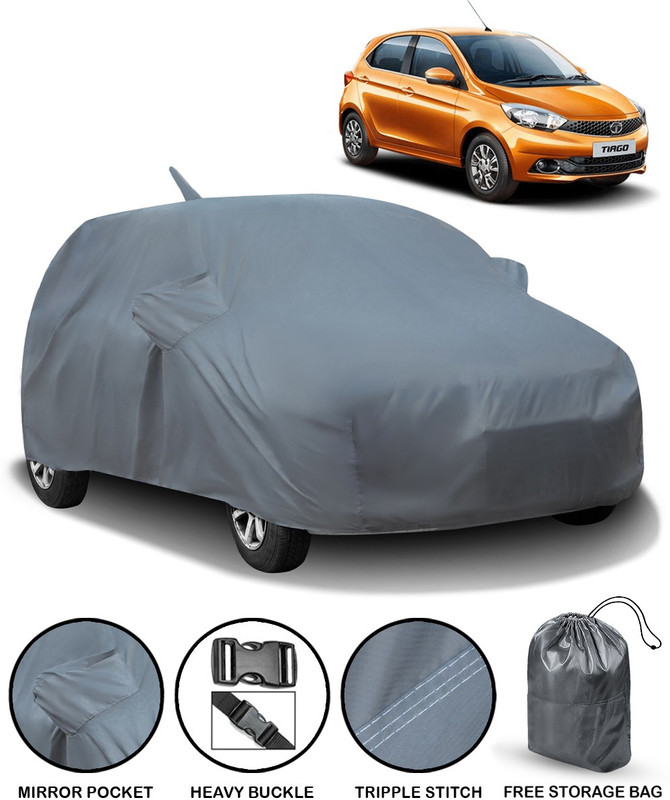 carzex Car Cover For Tata Tiago (With Mirror Pockets)(Grey)