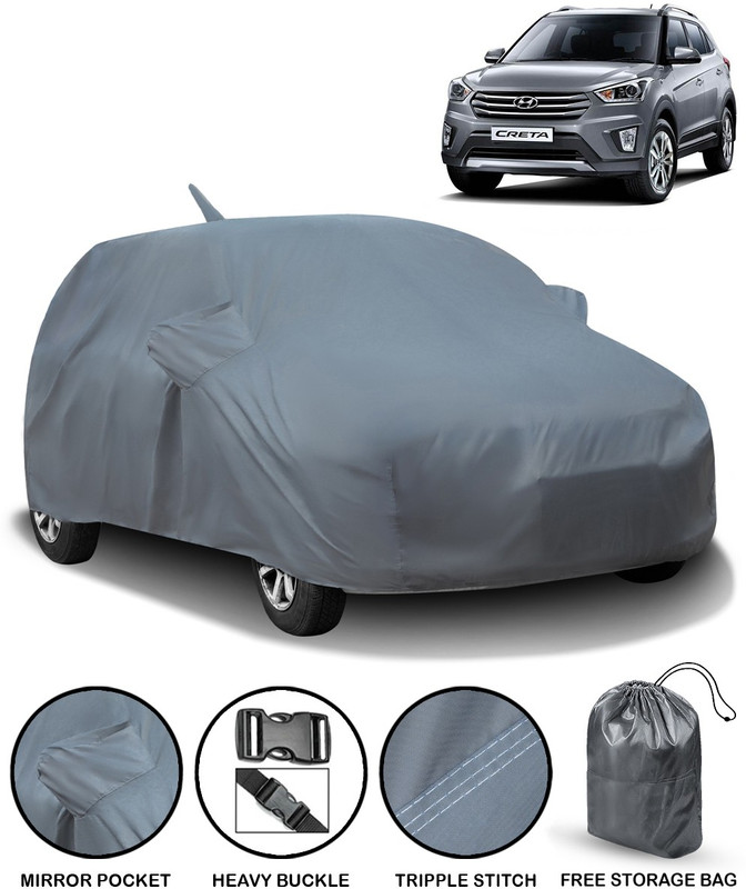 carzex Car Cover For Hyundai Creta (With Mirror Pockets)(Grey)