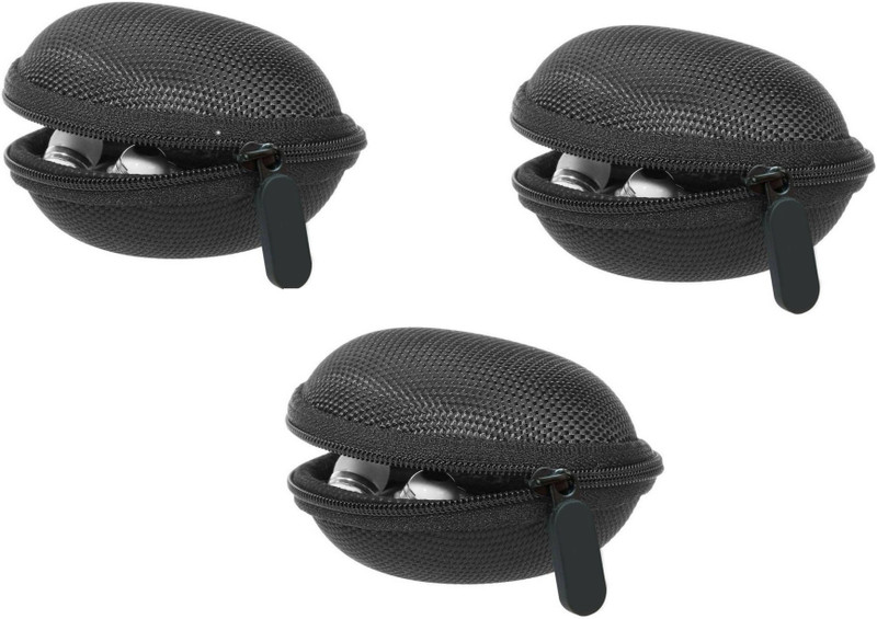 hensicreation Leather Zipper Headphone Pouch(BLACK)