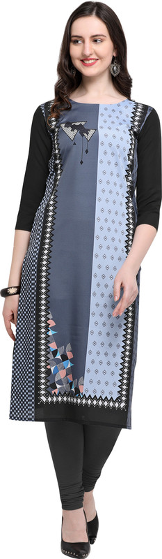 kajalcollections Casual Printed Women Kurti(Black)