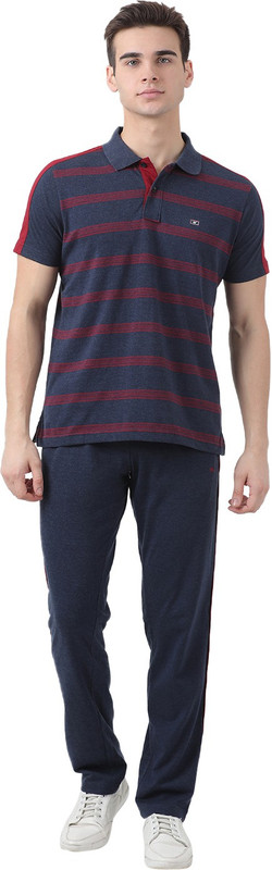 Monte Carlo Men Solid Dark Blue Top & Pyjama Set