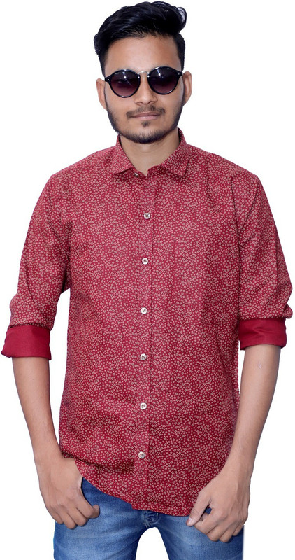 arman Men Printed Casual Red Shirt