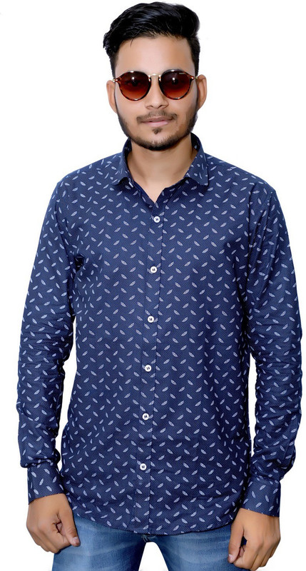 arman Men Printed Casual Blue Shirt