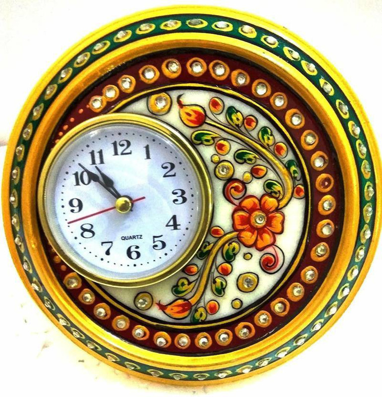 vaishnavi art collection MULTI COLOUR CLOCK Decorative Showpiece  -  15 cm(Marble, Multicolor)