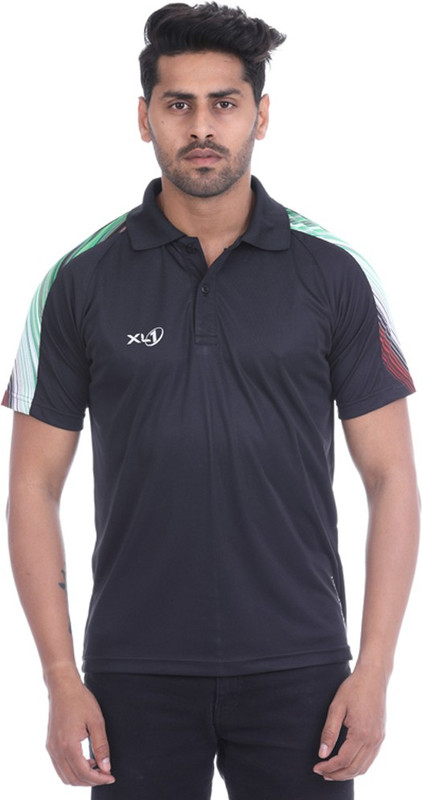 xcell1 Solid Men Collared Neck Black T-Shirt