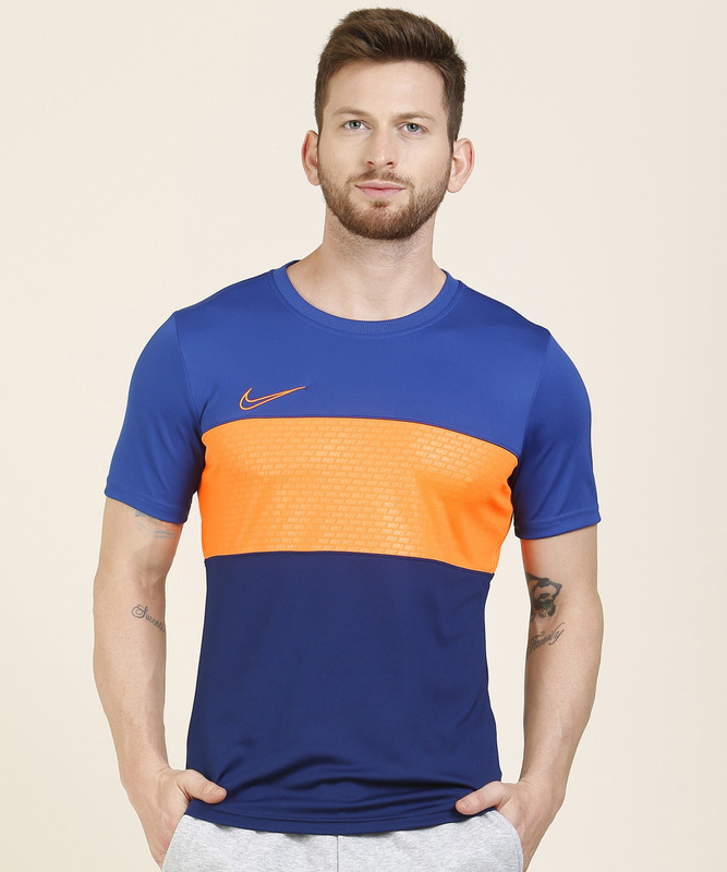 Mens Tshirt Nike Block Shirt Nike Color Block Men Round Neck Blue