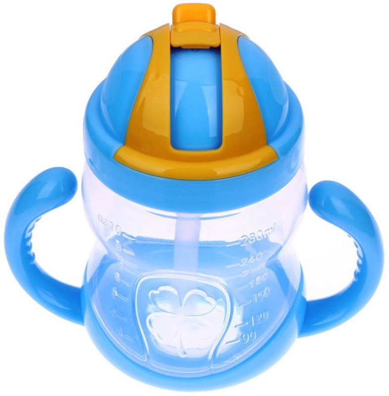 GOCART Eco-friendly Baby Water Bottle 280ml With Straw Children Kettle Drinkware(Blue)