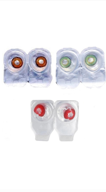 adwotiz Monthly Eye Contact Lens zeroo Power, Red, Green and Brown Monthly(0, Colored Contact Lenses, Pack of 3)