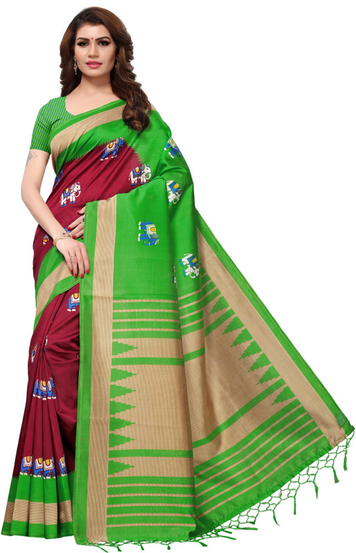 winsworld Printed Fashion Art Silk Saree(Blue)