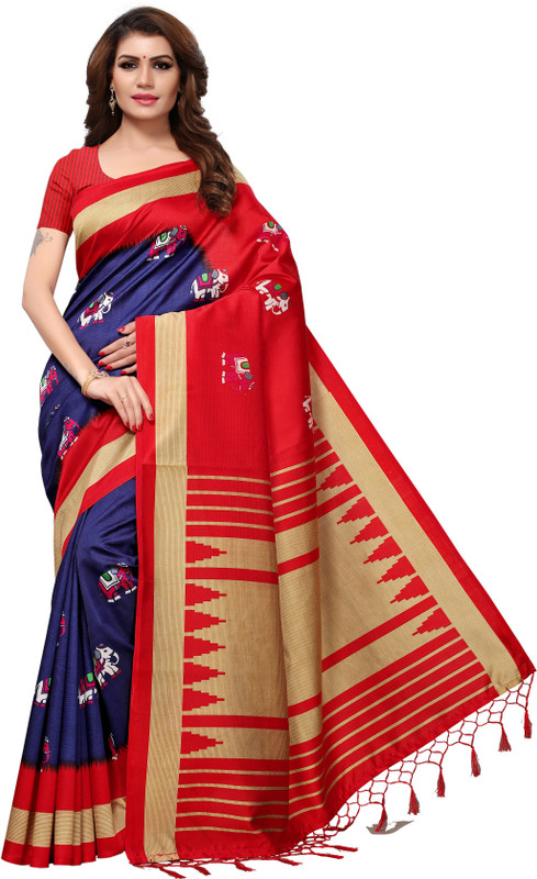 winsworld Printed Fashion Art Silk Saree(Blue)