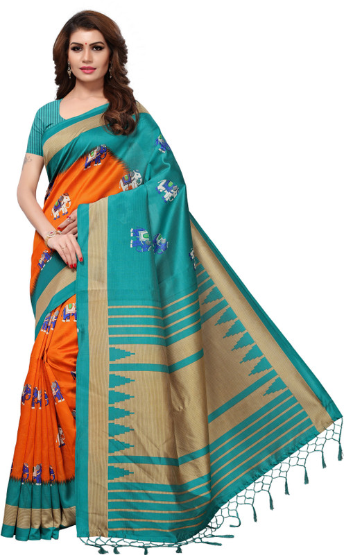 winsworld Printed Fashion Art Silk Saree(Blue)
