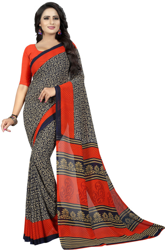 comenshop Printed Fashion Poly Georgette Saree(Multicolor)