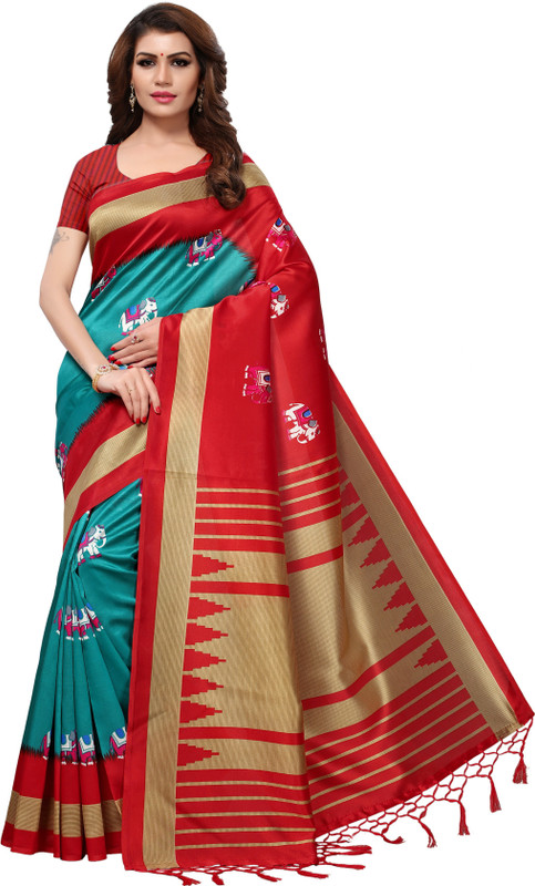 winsworld Printed Fashion Art Silk Saree(Blue)