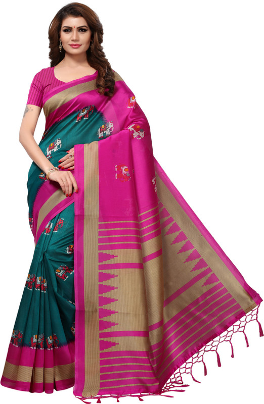 winsworld Printed Fashion Art Silk Saree(Blue)